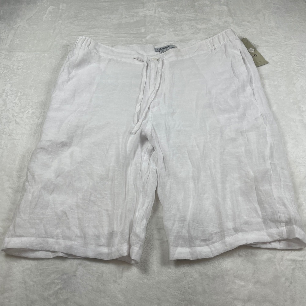 Mojito Collection Mens White Linen Blend Drawstring Shorts‎ XL 40-42 NWT Relaxed